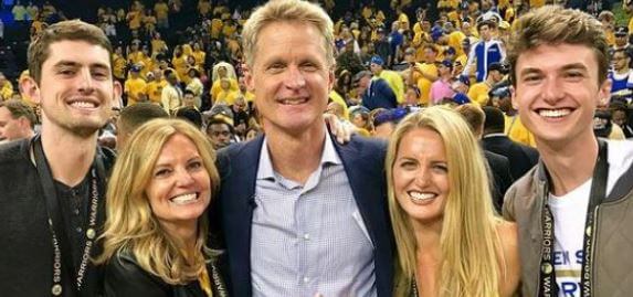 Matthew Kerr with his parents Steve Kerr and Margot Brennan and siblings.